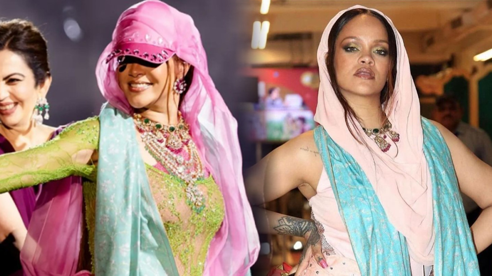 Dünyanın en pahalı düğününde sahne alan Rihanna tarzıyla alay konusu oldu