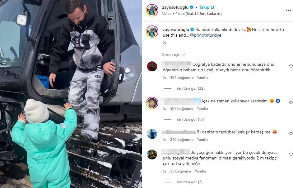 Kenan Sofuoğlu'nun 4 yaşındaki oğlu Zayn bu defa kar küreme aracı kullandı