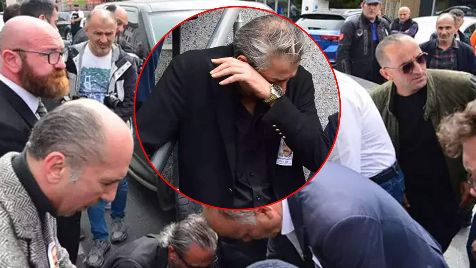 Erkan Petekkaya&#039;nın babasının cenazesinde korkutan olay! Ünlü oyuncu bir vatandaşa çarptı