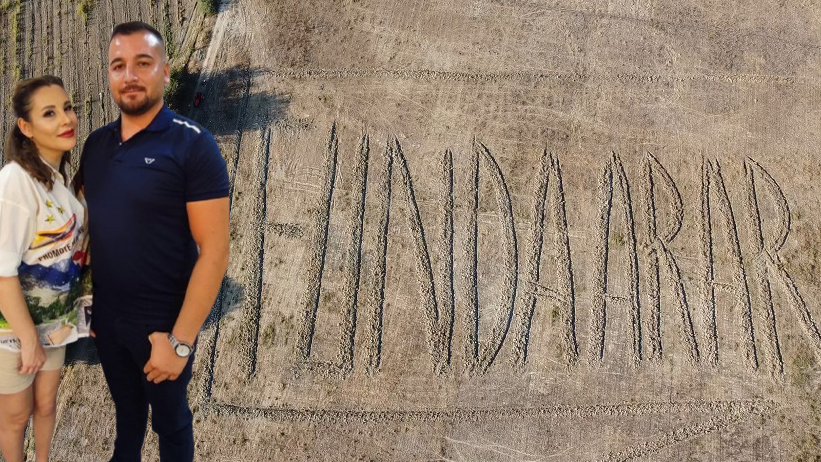 Funda Arar&#039;a ilginç sürpriz! Hayranı adını traktörle tarlasına yazdı