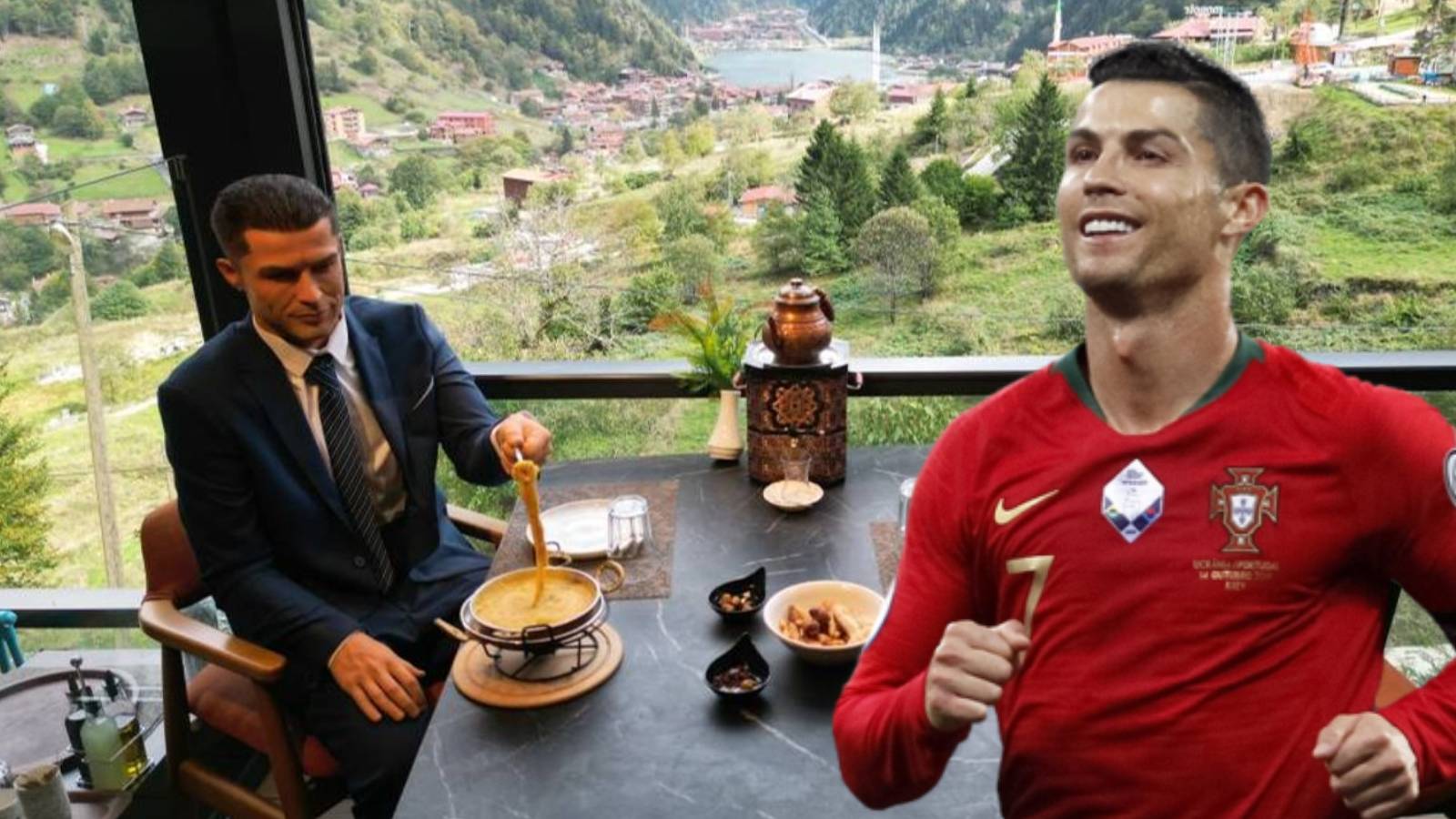 Cristiano Ronaldo Trabzon’da Uzungöl’e karşı kuymak yedi!