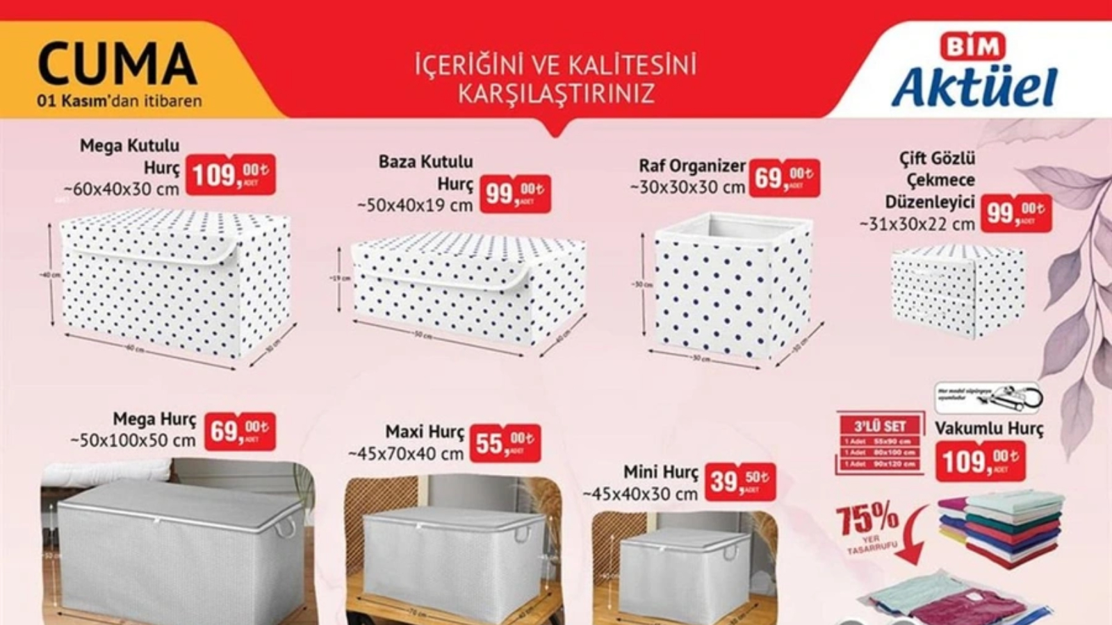 BİM 1 Kasım 2024 indirim kataloğu: Arnica toz torbasız süpürge, 2&#039;li chef&#039;s tava seti, Mega hurç…